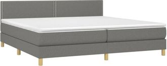 vidaXL Vidaxl - Cama Box Spring Con Colch&oacute;n Y Led Tela Gris Oscuro 200x200 Cm