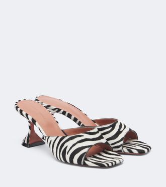 Amina Muaddi Lupita zebra-print calf hair mules