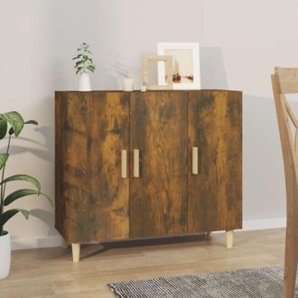 vidaXL Credenza Rovere Fumo 90x34x80 cm in Legno Multistrato - Vidaxl