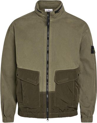 Stone Island Panama Nylon-paneled Cotton Jacket - Green Dark - XL