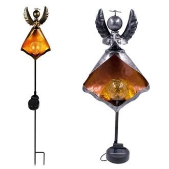 OEM L&aacute;mpara Solar Led Retro Con Efecto Llama, Fabricada En Hierro, Luz De Jard&iacute;n Impermeable Con Efecto Llama, &Aacute;ngel 1