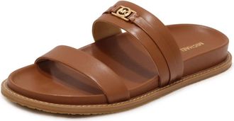 Michael Kors Mandy Flat Sandal - Dames - Sandalen - Bruin - 38 EU - Leer - Schoenen