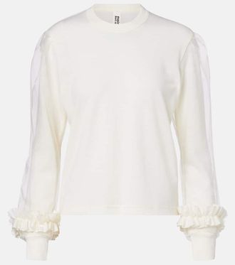 Comme Des Garçons Tulle-trimmed wool sweater