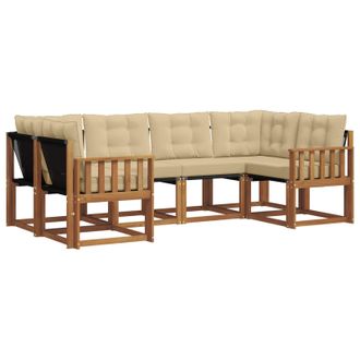 vidaXL Conjunto De Sof&aacute;s De Exterior Con Coj&iacute;n 6 Pcs Natural Y Beige Vidaxl