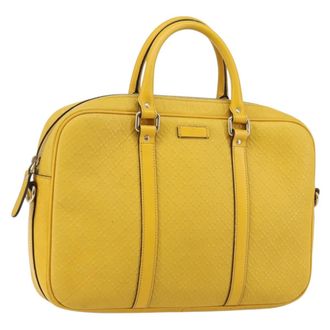 Gucci Bright Convertible Diamante Leather Yellow Leather Briefcase Bag (Pre-Owned)