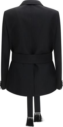 Valentino Mens Double-Breasted Virgin Wool Blazer With Belt Nero Outer: Fleece Ovis Aries Blazers E Vests