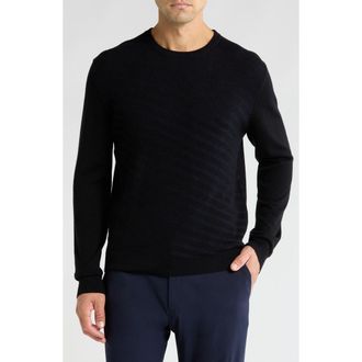 Bruno Magli Merino Wool Diagonal Textured Plaited Sweater in Black at Nordstrom Rack, Size Medium