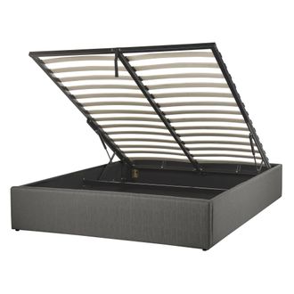 Beliani Cama Con Somier De Poli&eacute;ster Gris Oscuro 140 X 200 Cm Sin Cabecero Almacenaje Dinan
