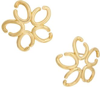 Oscar De La Renta O Flower Gold Earrings
