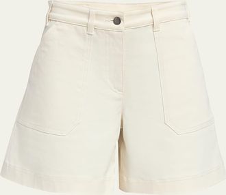 Moncler High-Rise Cotton Twill Shorts