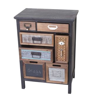 Hhg Hhg - Nunca Usado] Botica 068, C&oacute;moda, Madera Maciza De Abeto Patchwork Vintage 78x55x35cm