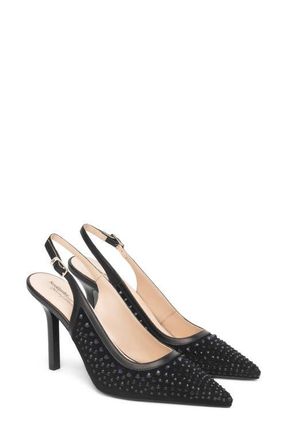 Nero Giardini Embellished Slingback Pointed Toe Pump in Black at Nordstrom, Size 6Us