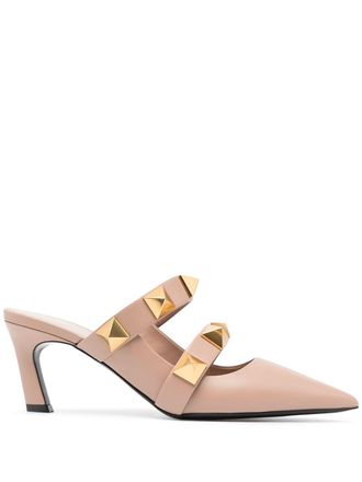 Valentino Garavani 65mm Roman Stud mules - women - Calf Leather/Calf Leather/Goat Skin/Metal - 39.5 - Pink