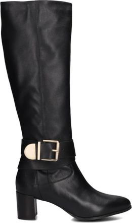 Notre-V Elegante Zwarte Leren Hoge Laarzen - Dames - Laarzen met Hak - Zwart - 39 EU - Leer - Schoenen