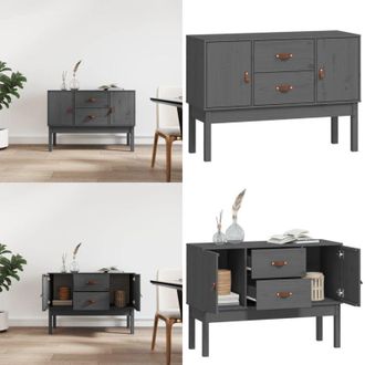 vidaXL Credenza Grigia 110x40x78 cm in Legno Massello di Pino - Credenza grigia - Credenza in pino