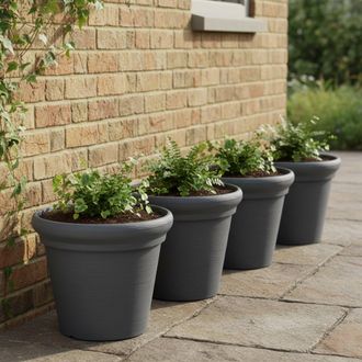 Dmora Set De 4 Jarrones Oggettistica Lou, Color De Estructura Made In Italy, Material En Negro Antracita