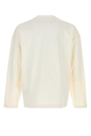 Jil Sander Mens White Cotton T-Shirt Porcelain Tessuto Primario: Cotone