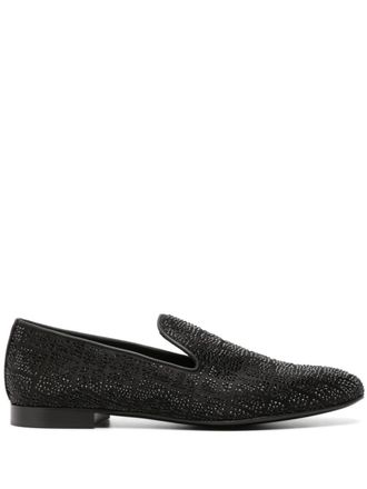 Versace crystal-embellished satin loafers - men - Calf Leather/Satin/Calf Leather/glass - 39 - Black