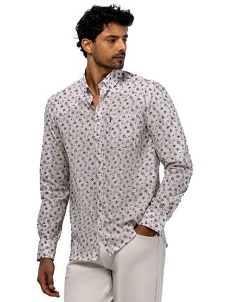 State of Art Overhemd State of Art wit print wijde fit button down boord