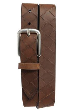Johnston & Murphy Basketweave Embossed Leather Belt in Brown at Nordstrom Rack, Size 38