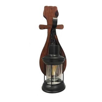 Trade Shop Trade Shop Traesio - Trade Shop - Applique Lanterna A Parete In Legno Stile Vintage E27 Lampada Industriale E30