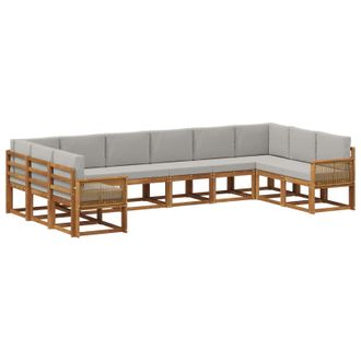 vidaXL Conjunto De Sof&aacute;s De Exterior 10 Pcs Natural Y Gris Claro Vidaxl