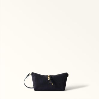 Furla Debby Shoulder Bag Toni Mediterraneo Blue Suede + Sidney Calf Leather Woman