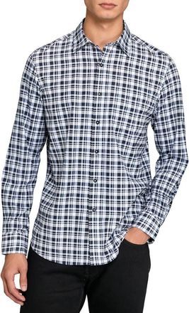 W.R.K Slim Fit Plaid Reworked Cotton Button-Up Shirt in White/Black at Nordstrom, Size Xx-Large