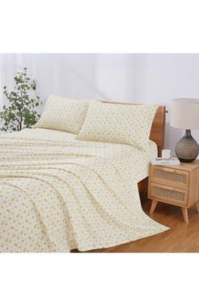 Modern Threads Rose Print Microfiber Sheet Set in Gold at Nordstrom Rack, Size California King