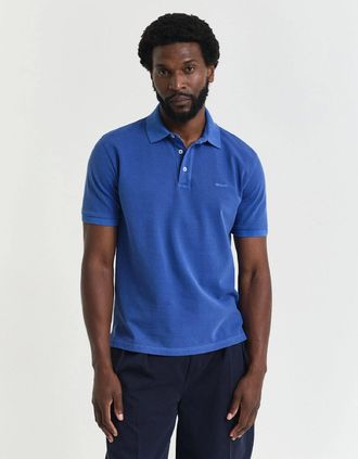 GANT Mens Sunfaded Piqu&eacute; Polo Shirt - Blue - Size: 48