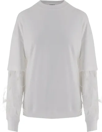 Darkpark White Feathered Appliqu&eacute; Cotton Sweatshirt