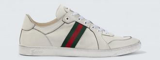 Gucci Stretch Web Stripe leather sneakers