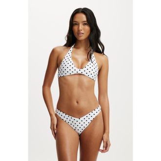 Cotton On Womens Scoop Neck Halter Bikini Top in Missy Spot White Wash at Nordstrom, Size X-Small