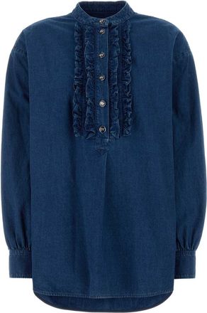 Valentino Garavani Womens Denim Blouse - Dark Blue Cotton - Size EU 44 (Womens)