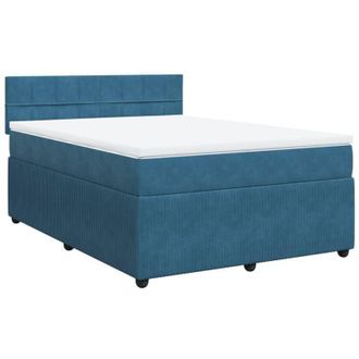 vidaXL Vidaxl - Cama Box Spring Con Colch&oacute;n Terciopelo Azul 160x200 Cm