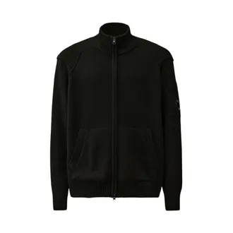 C.P. Company Cardigans, male, Black, Size: 3XL High Neck Zip Cardigan
