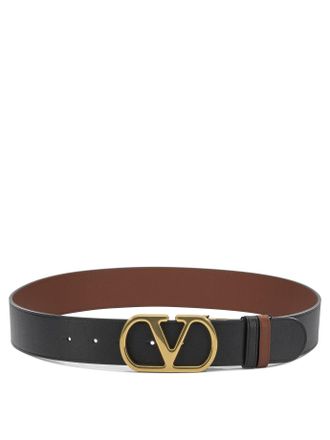 Valentino Garavani V Logo Signature Reversible Leather Belt