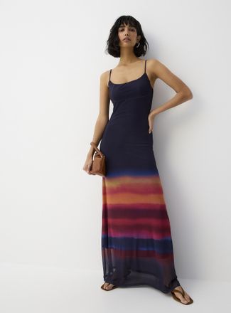 Icone Womens Thin-strap micromesh maxi dress