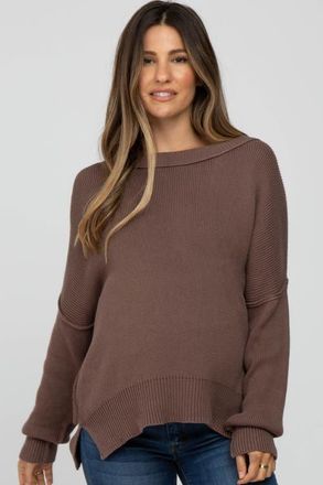Pinkblush Exposed Seam Side Slit Sweater in Brown at Nordstrom, Size Medium