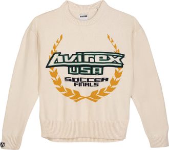 Avirex Mens Soccer League Crewneck Sweatshirt in Cream Polycotton - Size X-Large