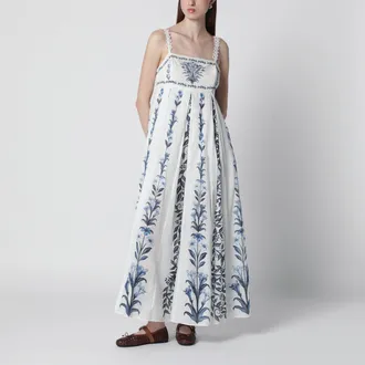 Farm Rio Off-White Flowers Arch Pleats maxi dress