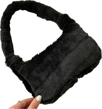 Generic Shoulder Underarm Bag Solid Color Purse Autumn Winter Handbag Women Lady Fashion Storage Pouch(BLACK)