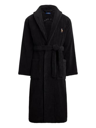 Polo Ralph Lauren embroidered-bear towelling robe - unisex - Cotton - XXL/XXXL - Black