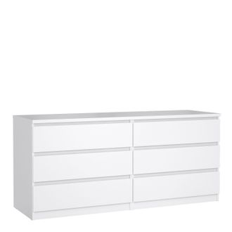 Furniture To Go Naia Wide Chest of 6 Drawers (3+3) in White