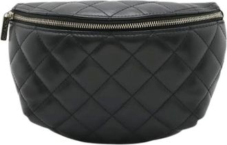 Chanel Pre-owned Belt Bags, female, Black, Size: ONE SIZE Pre-owned Matelasse Leather Belt Bag