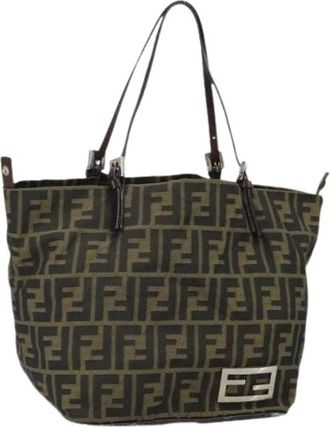 Fendi Pre-owned Tote Bags, female, Brown, Size: ONE SIZE Pre-owned Vintage Canvas Tote Bag