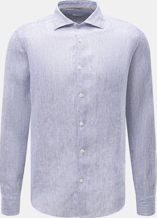 Braun Hamburg Men - Linen shirt shark collar navy/white striped