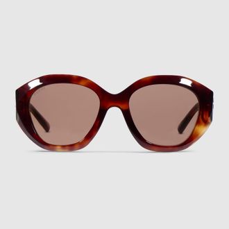 Gucci Geometric-frame Sunglasses, Brown