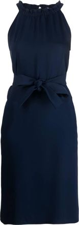 P.A.R.O.S.H. gathered neckline belted dress - women - Polyester - L - Blue