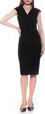 Alexia Admor Essence Cap Sleeve Midi Sheath Dress in Black at Nordstrom Rack, Size X-Large